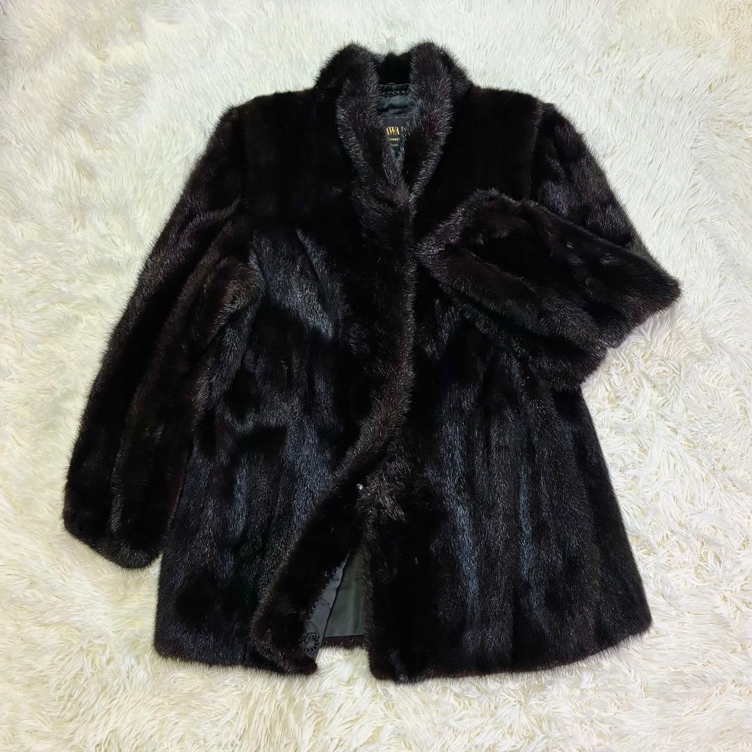 美品 SAGA MINK 毛皮 ゴールドタグ 金タグ ダークブラウン 11