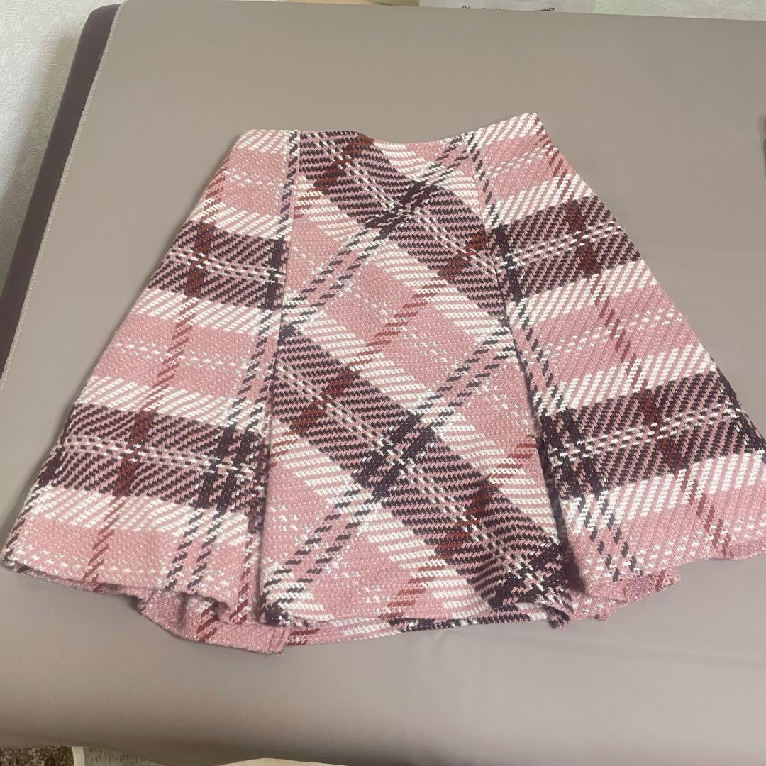 SNIDEL ロービングチェックミニスカート PNK 1 即日発送