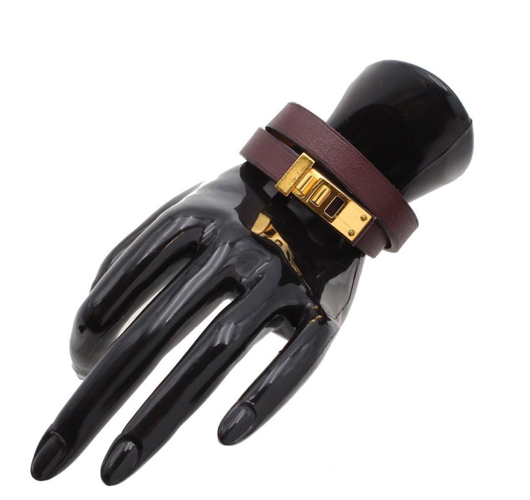 E2802 美品 エルメス ミニドッグ ドゥブルトゥール レザー ブレスレット