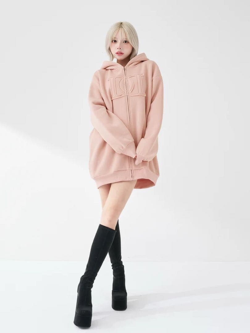 新品タグ付 ダーリッチ アップリケDDロゴパーカー ピンク フリー Darich