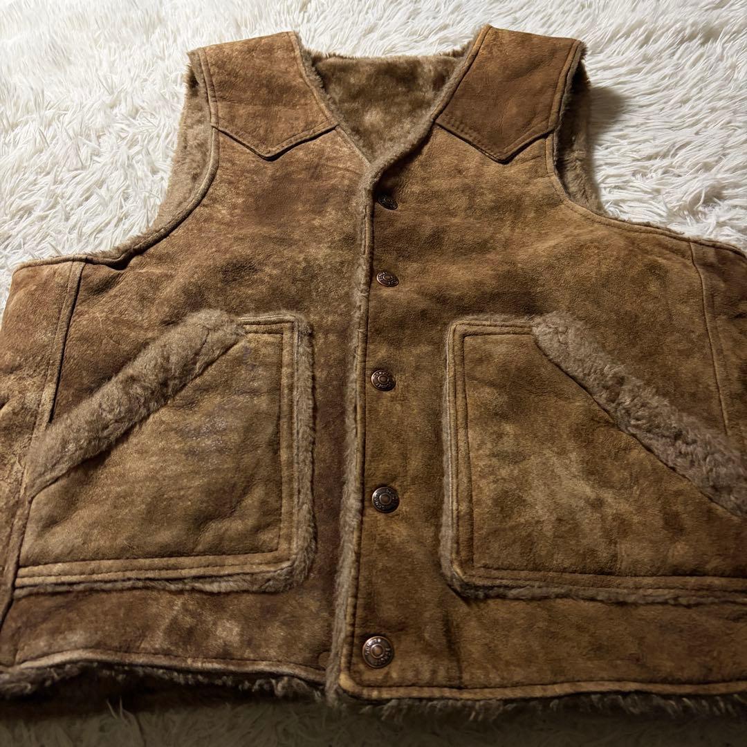 【雰囲気抜群】schott ムートン　羊革　シープスキン　ベスト　ブラウン