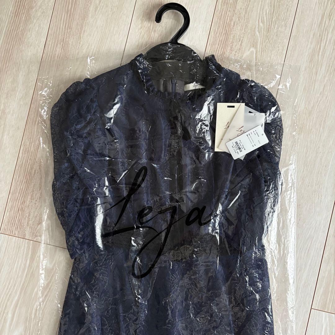 Leja ウエストマークパフスリーブ総レースロングドレスワンピース S