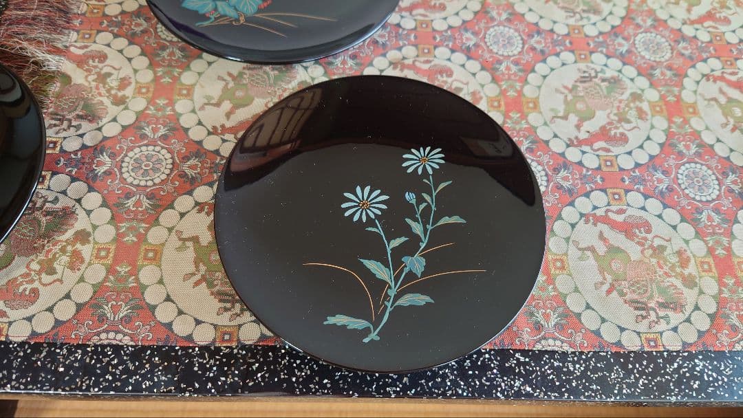 輪島塗り秋草名々菓子皿５客