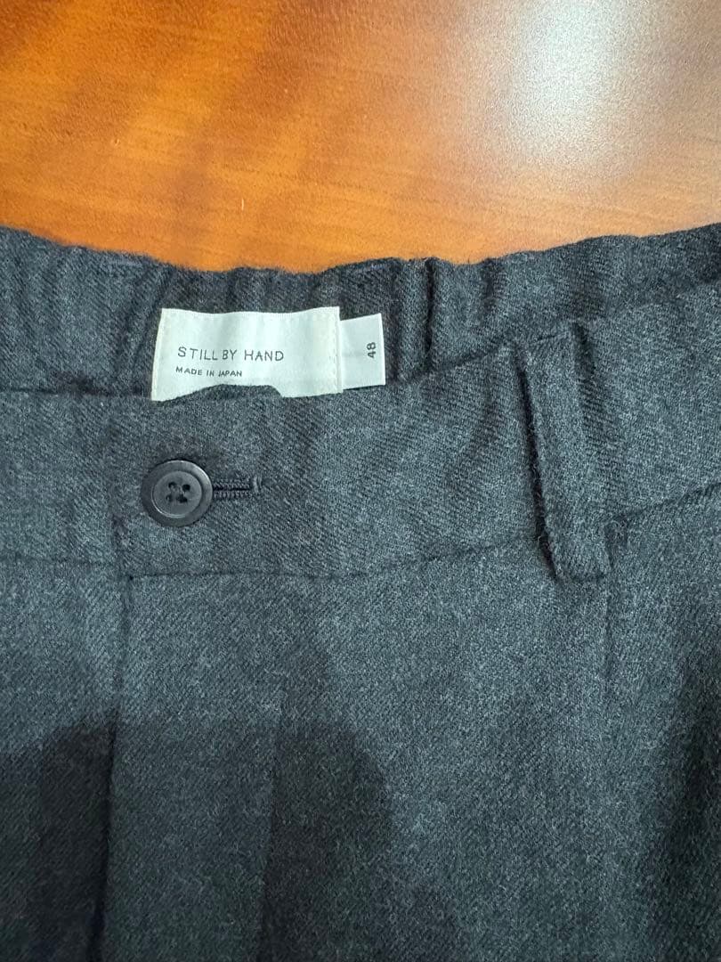 STILL BY HAND ウールフラノスラックス ダークグレー　48 L