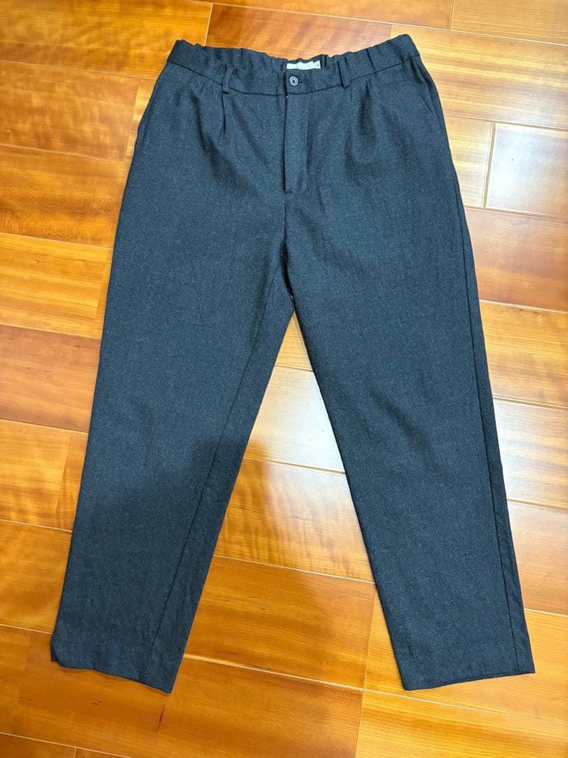 STILL BY HAND ウールフラノスラックス ダークグレー　48 L