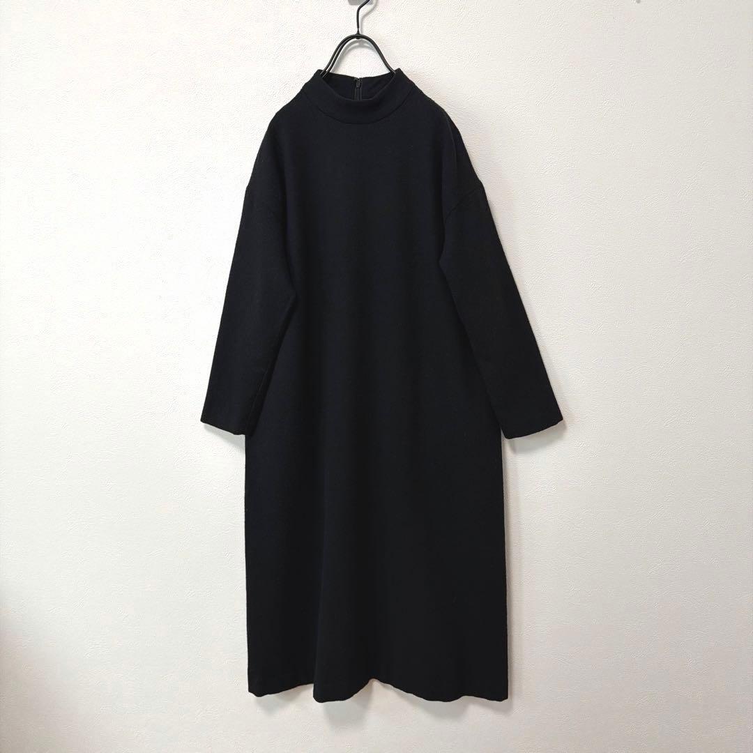 evam eva ウールカシミヤ　スタンドカラーワンピース