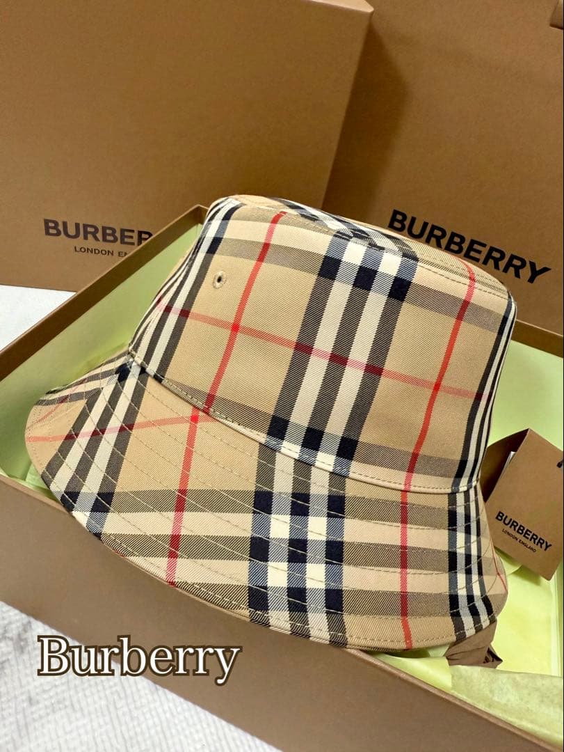 【超美品】Burberry 定番 チェック柄 M バケットハット