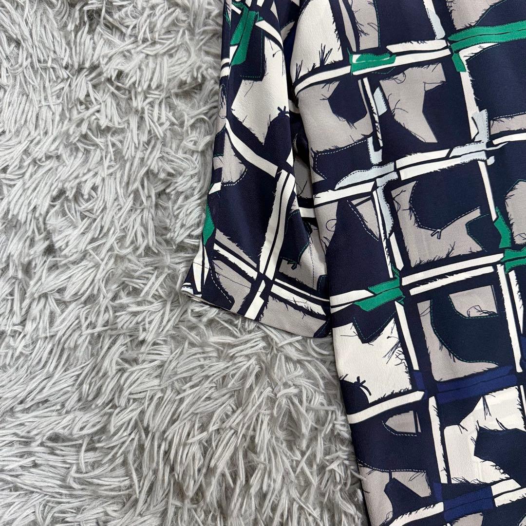 マックスマーラ 白タグ シルクロングシャツワンピース 113cm 羽織り 総柄