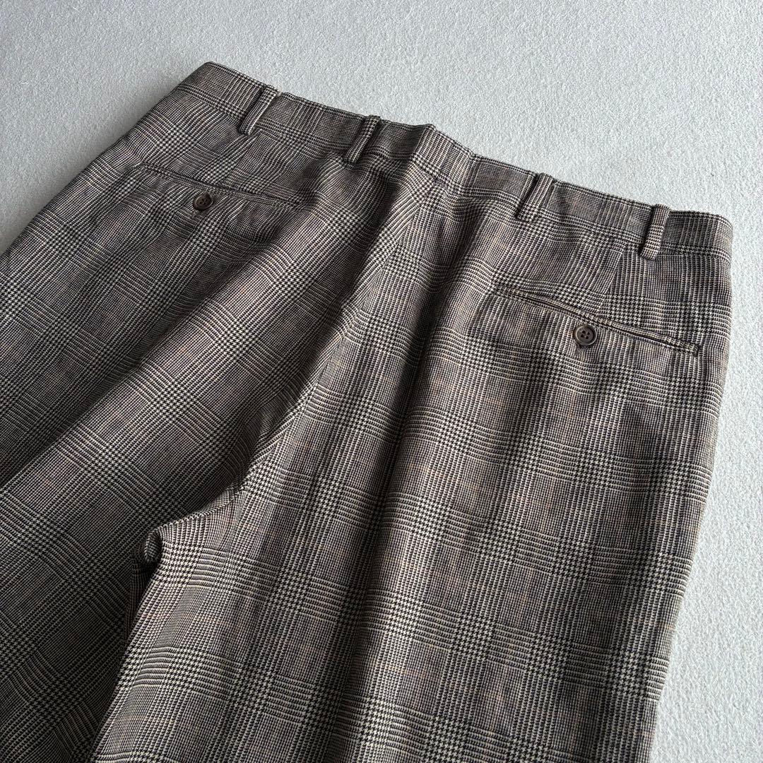 Brooks Brothers グレンチェック ツータックスラックス W34