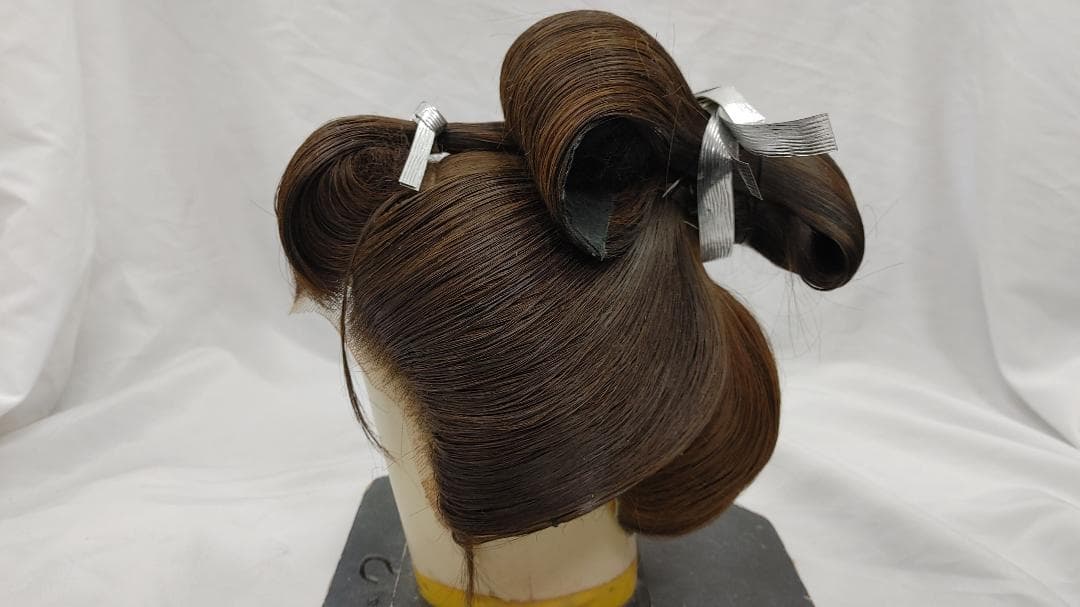 【MK20】島田 大衆演劇 かつら 鬘 ウィッグ 人毛 ケース付き