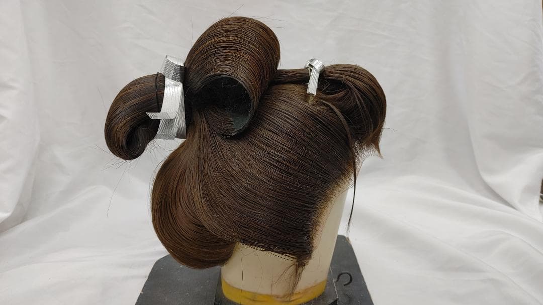 【MK20】島田 大衆演劇 かつら 鬘 ウィッグ 人毛 ケース付き