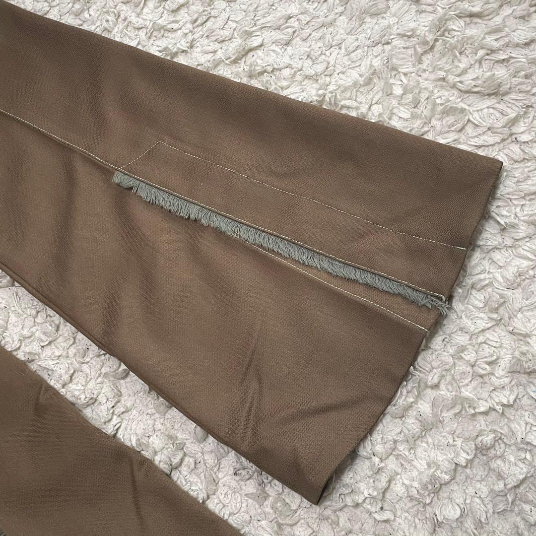 マメクロゴウチ ハイウエストバックフリンジフレアパンツ