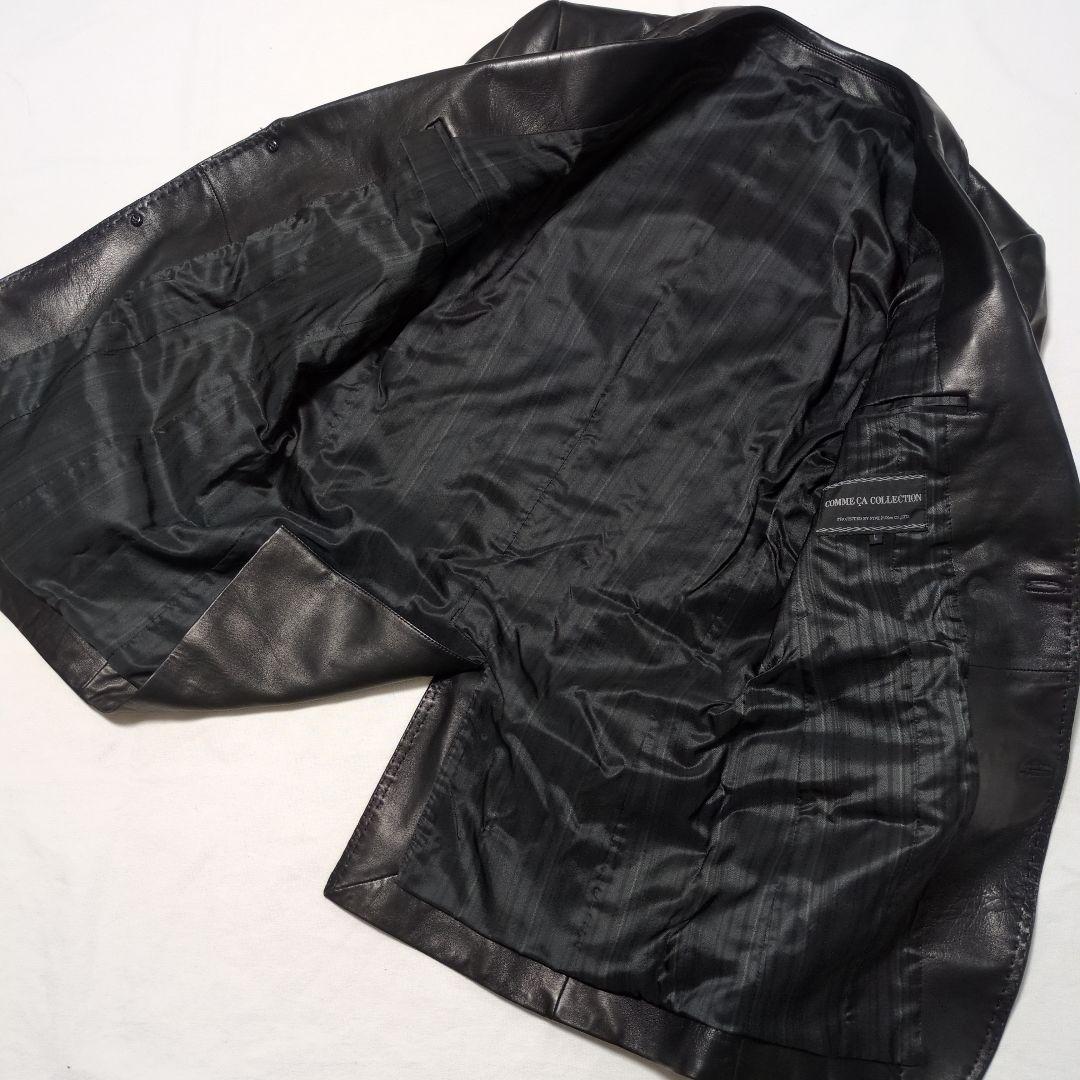 美品　最高級　コムサコレクション　羊革　ラムレザー　テーラードジャケット　L　黒