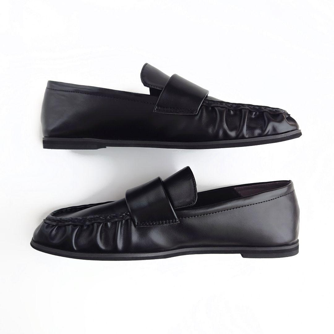 美品 アダムエロペ ソフトギャザー ローファー フラットシューズ 撥水