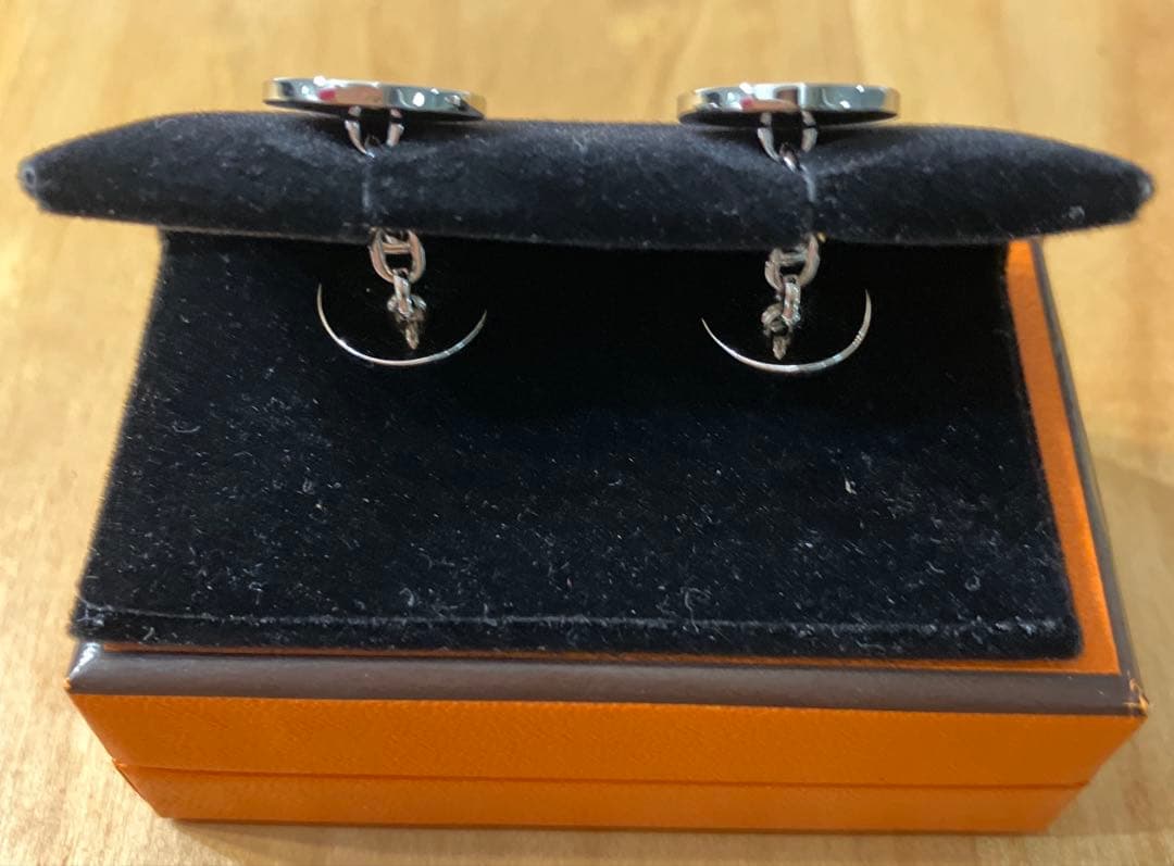 未使用 HERMES エルメス チェーン セリエ カフス ブラウン シルバー