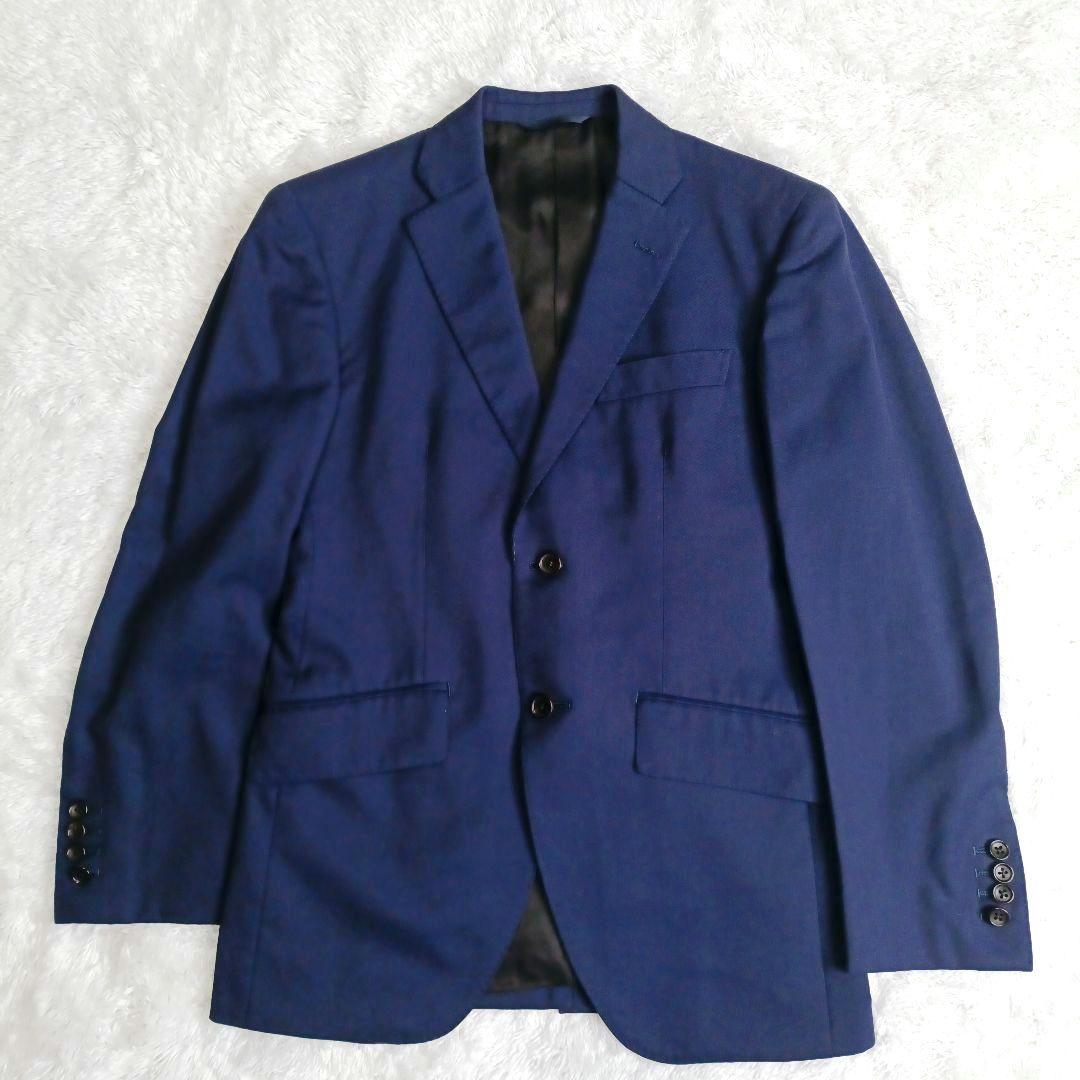 麻布テーラー スリーピース スーツ セットアップ メンズ ネイビー A5（М）