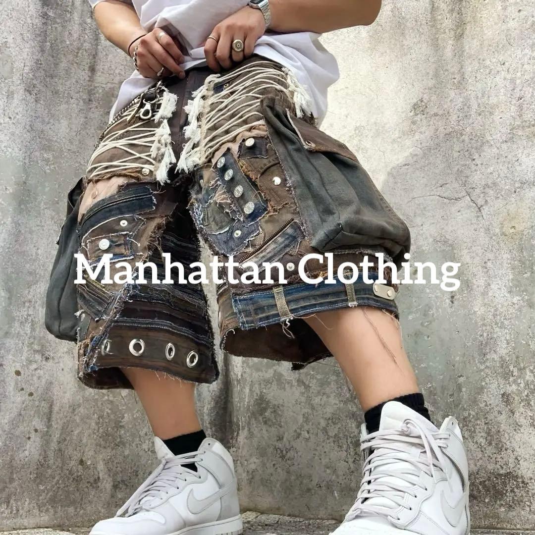 No.612【割引適用済】再構築 リメイク ハーフパンツ デニム