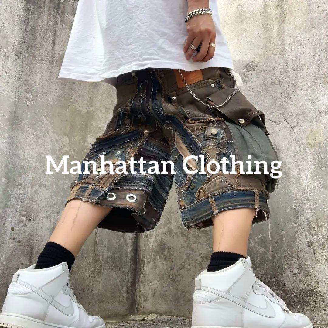 No.612【割引適用済】再構築 リメイク ハーフパンツ デニム