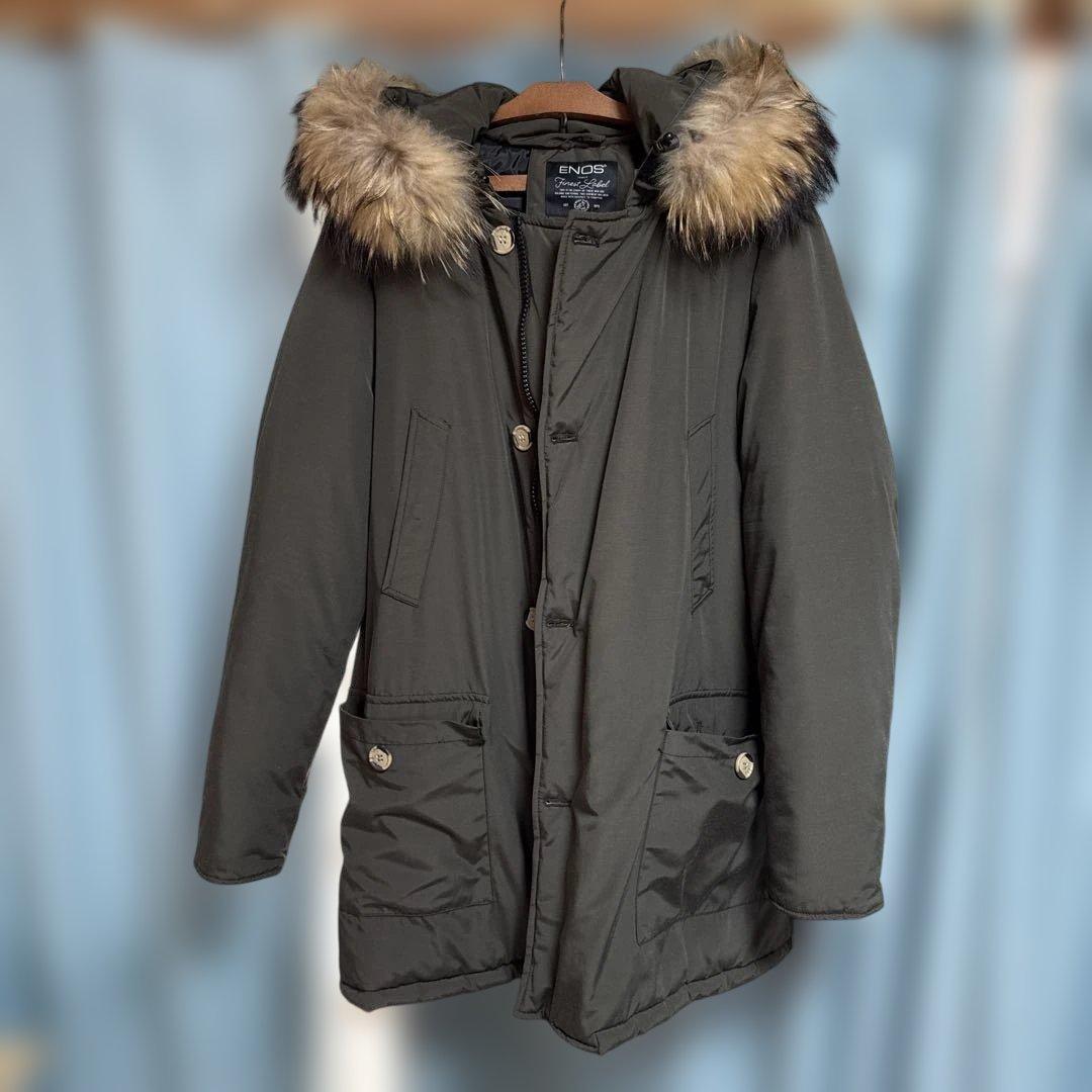 超レア品　美品　イタリア製　グリーン　ダウンコート　ファー付き