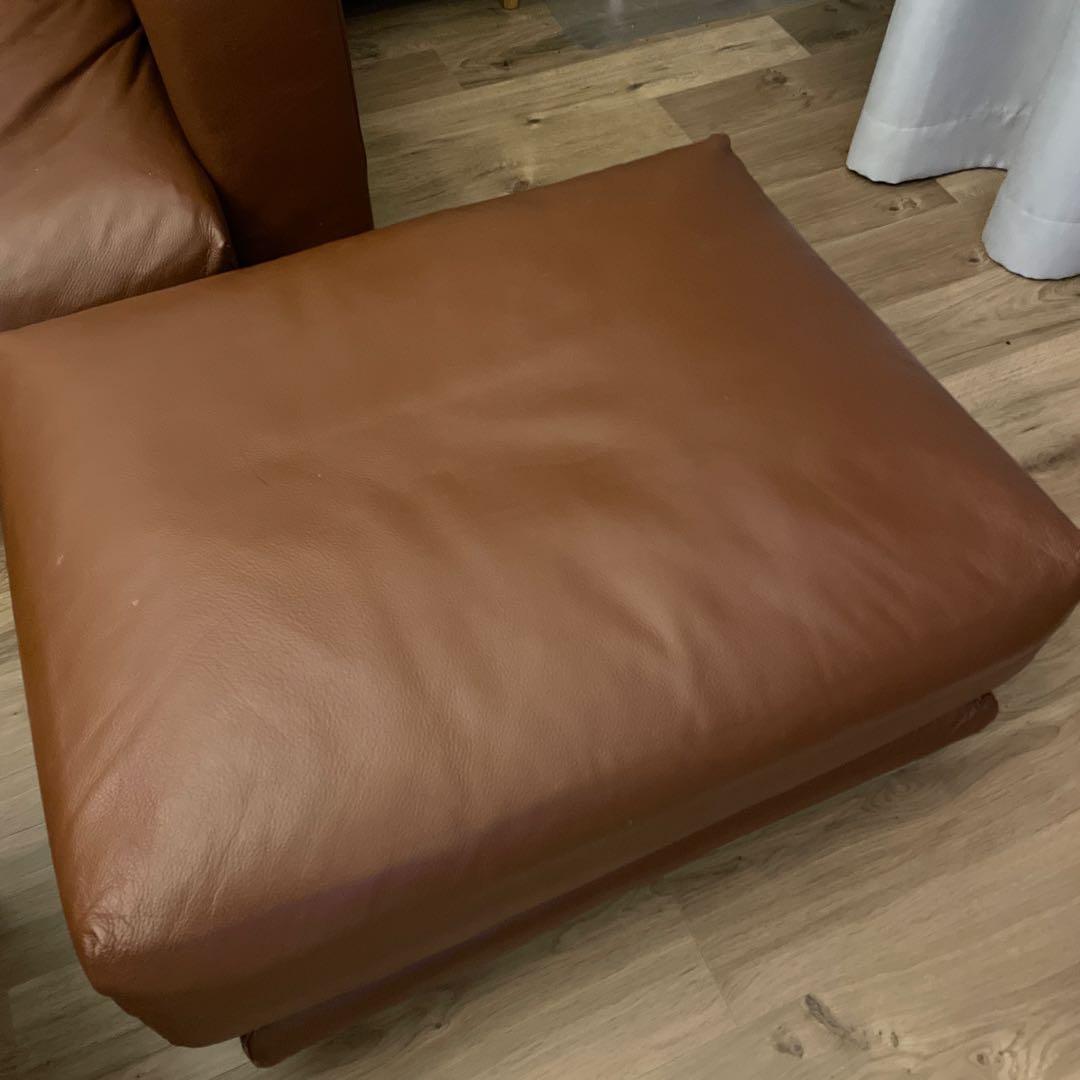 無印良品　ブラウン　レザー　オットマン