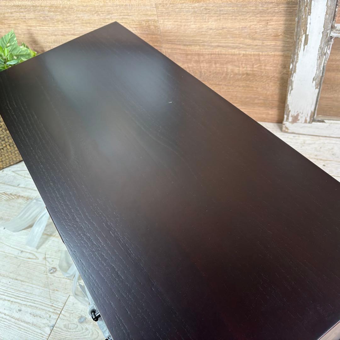 訳あり品！【136】民芸家具桐材天然無垢和引き戸付きチェスト横長テレビ台飾り棚