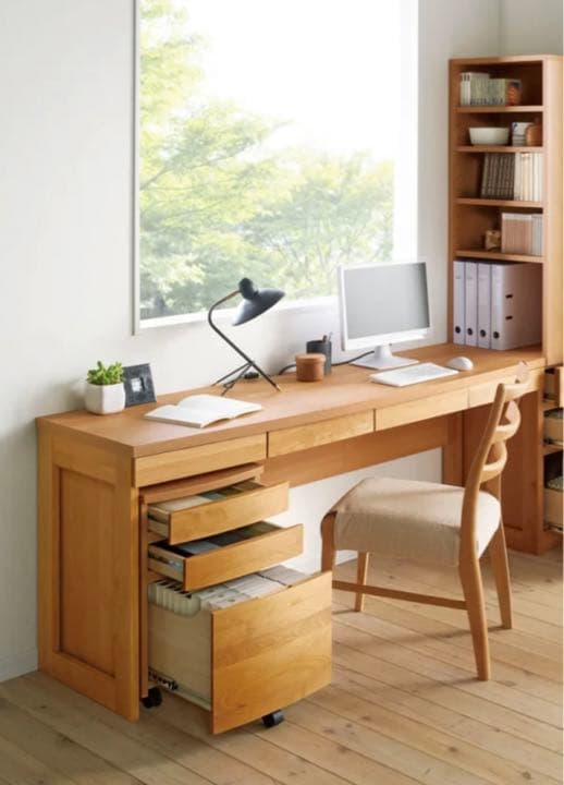 アルダー天然木　アールデザインデスクシリーズ　デスク