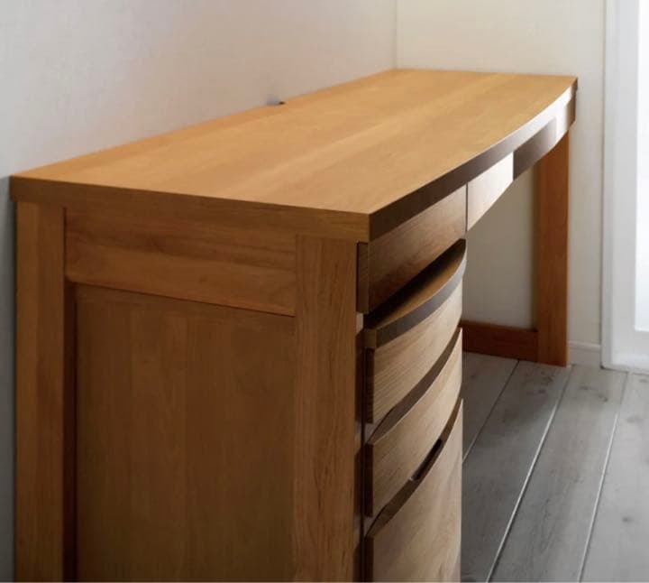 アルダー天然木　アールデザインデスクシリーズ　デスク