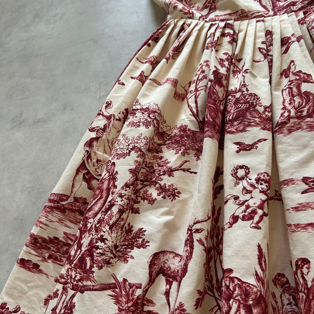 美品ウィークエンドマックスマーラ ノースリーブワンピース 刺繍絵画柄乗馬