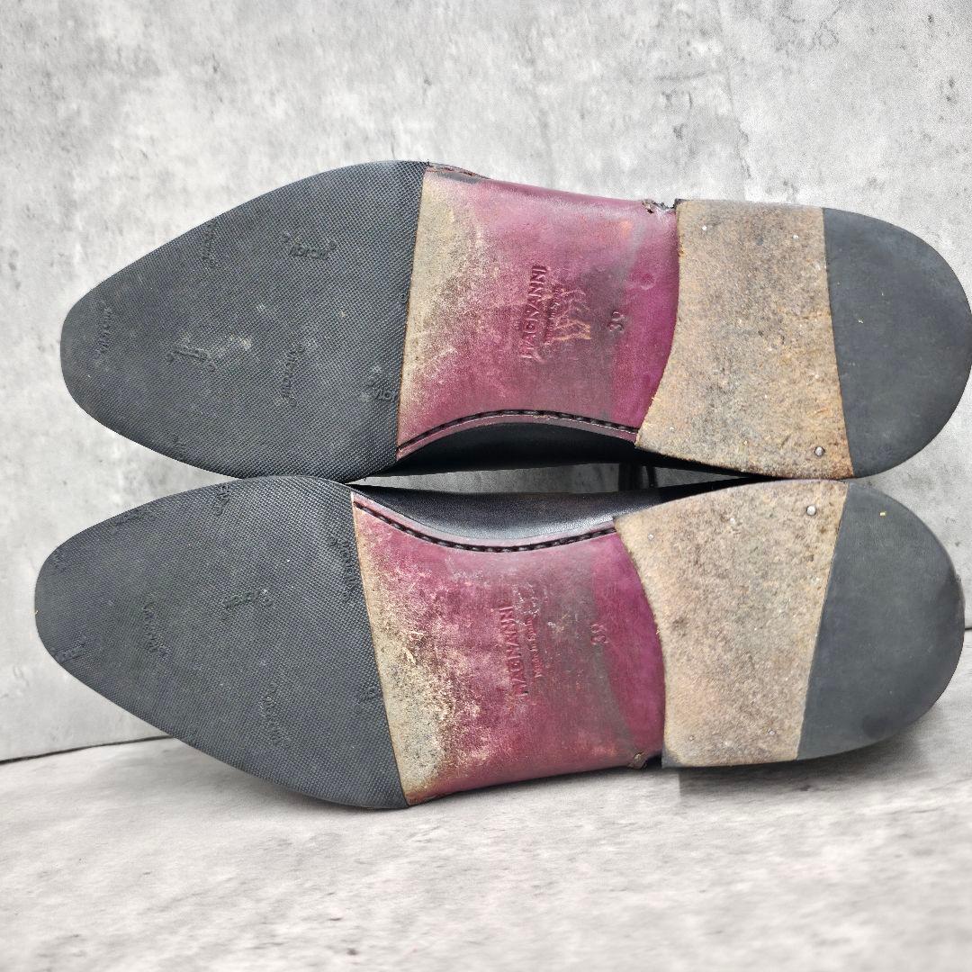 美品 マグナーニ オパンケ製法 リザード型押し サイドレース 25.0cm位