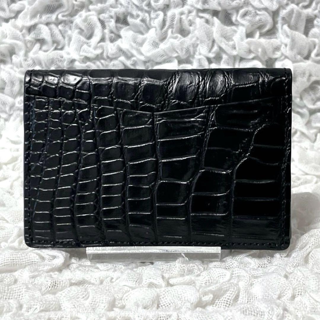 未使用✨希少✨クロコ　ヘンローン社製　最高級　シャイニー　名刺入れ　パスケース