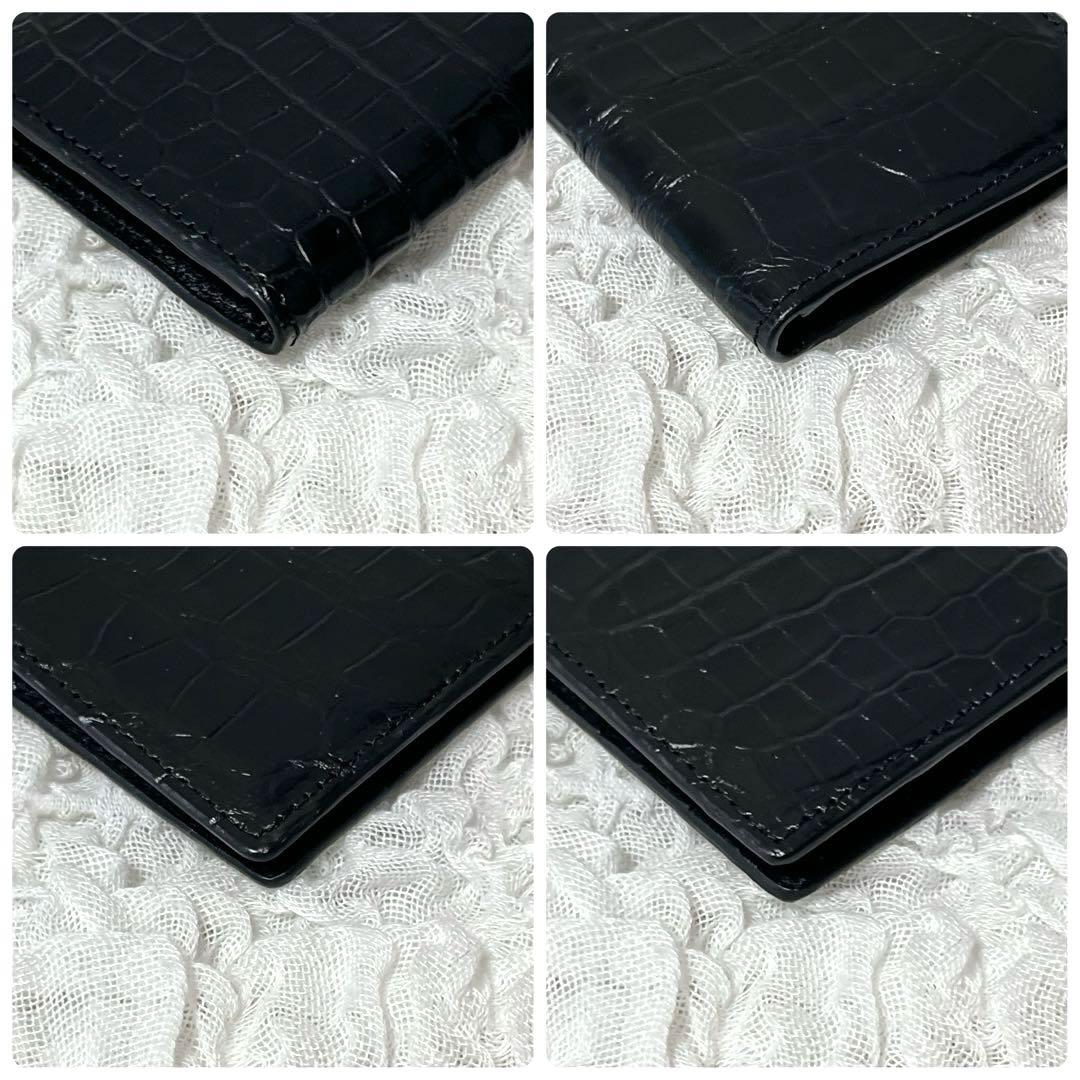 未使用✨希少✨クロコ　ヘンローン社製　最高級　シャイニー　名刺入れ　パスケース