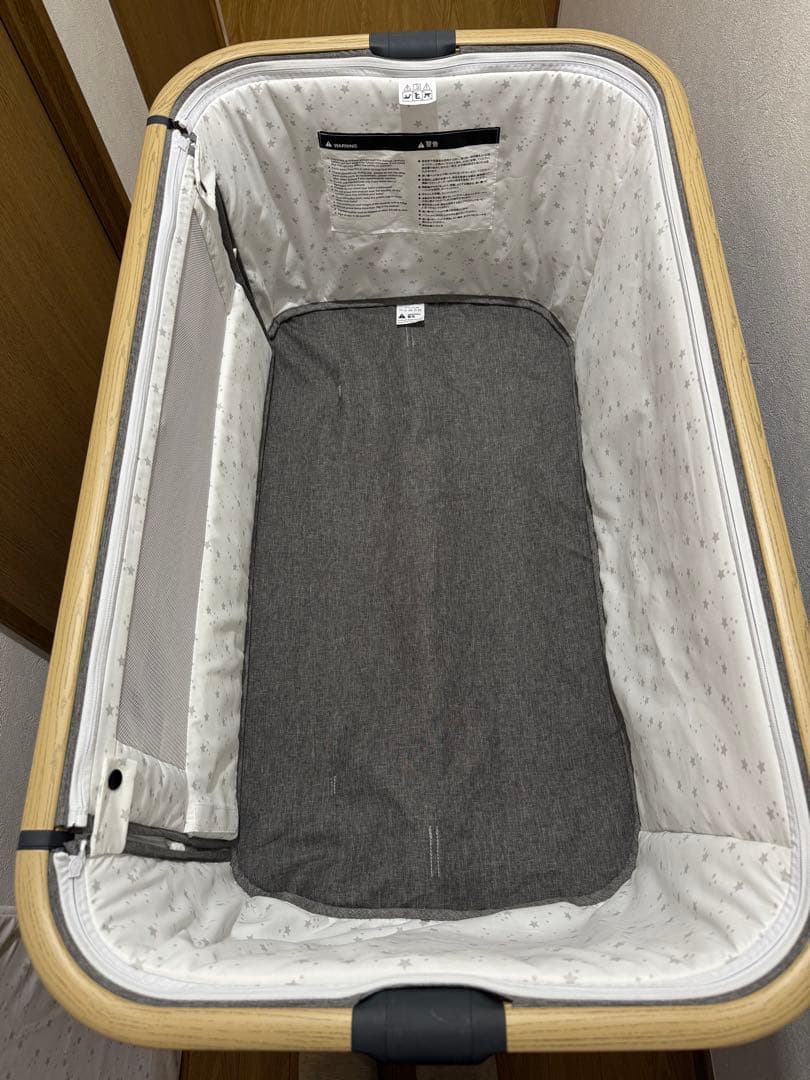 HZDMJ 折りたたみ式 ベビーベッド グレー　【おまけあり】