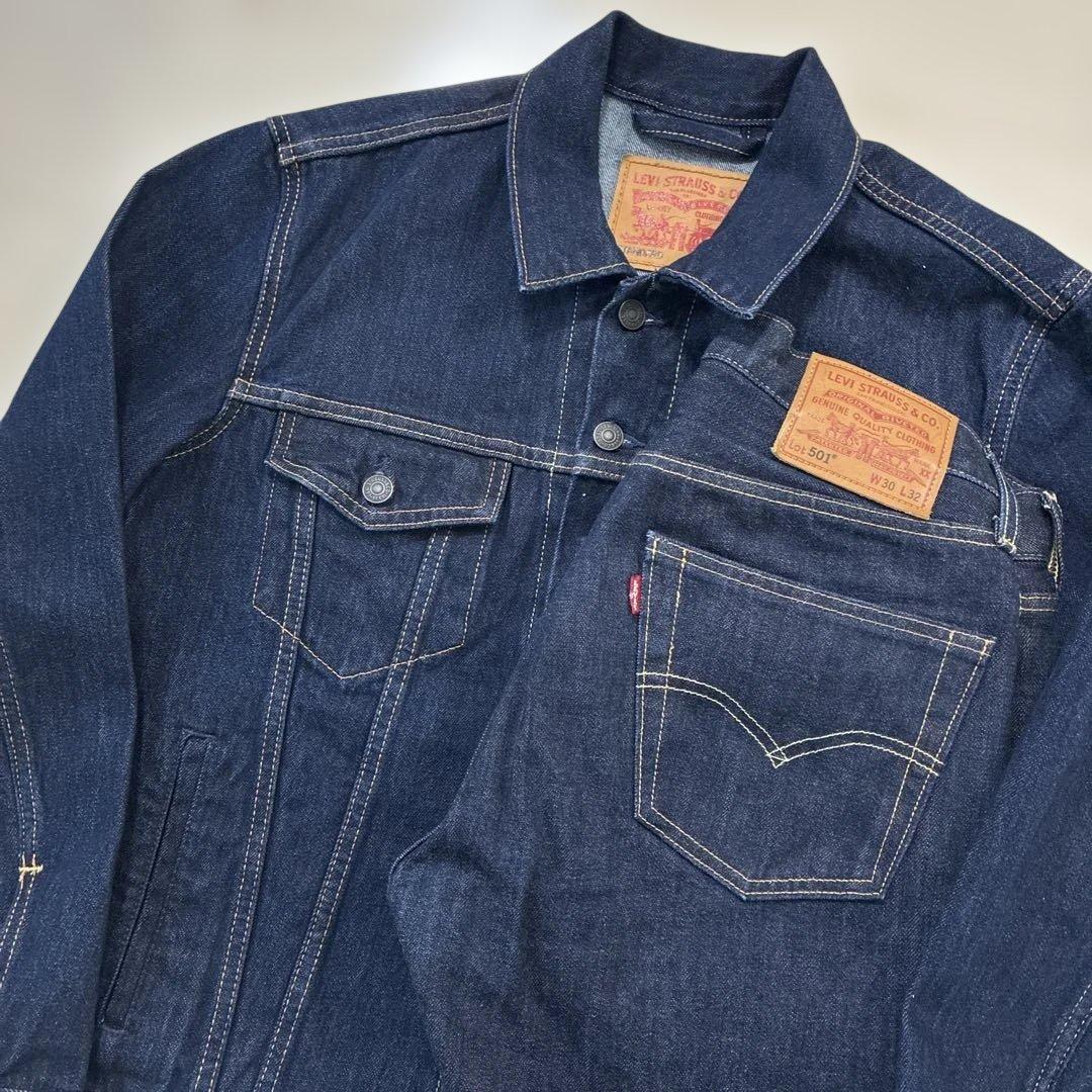リーバイス 濃紺デニムセットアップ トラッカージャケット 501 W30