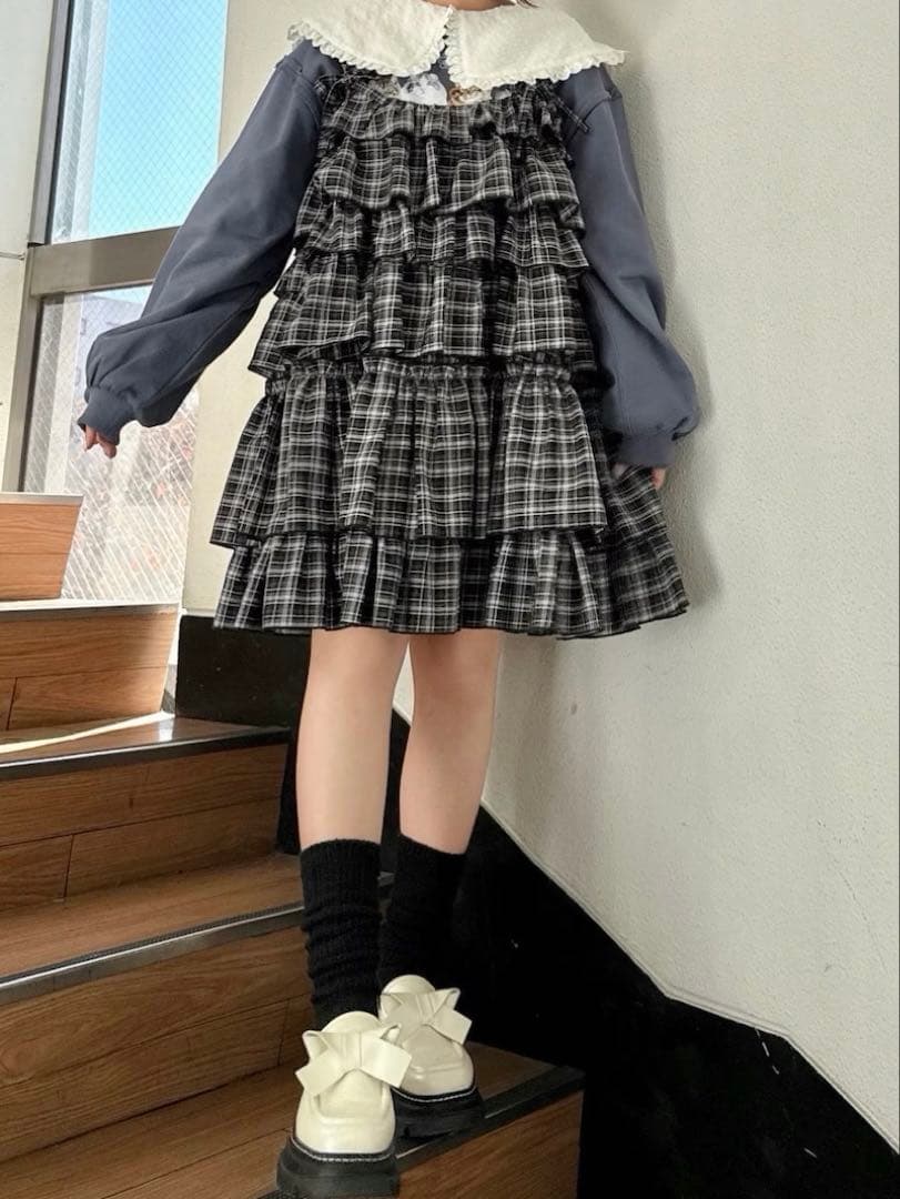 チェックホイップクリームミニワンピース