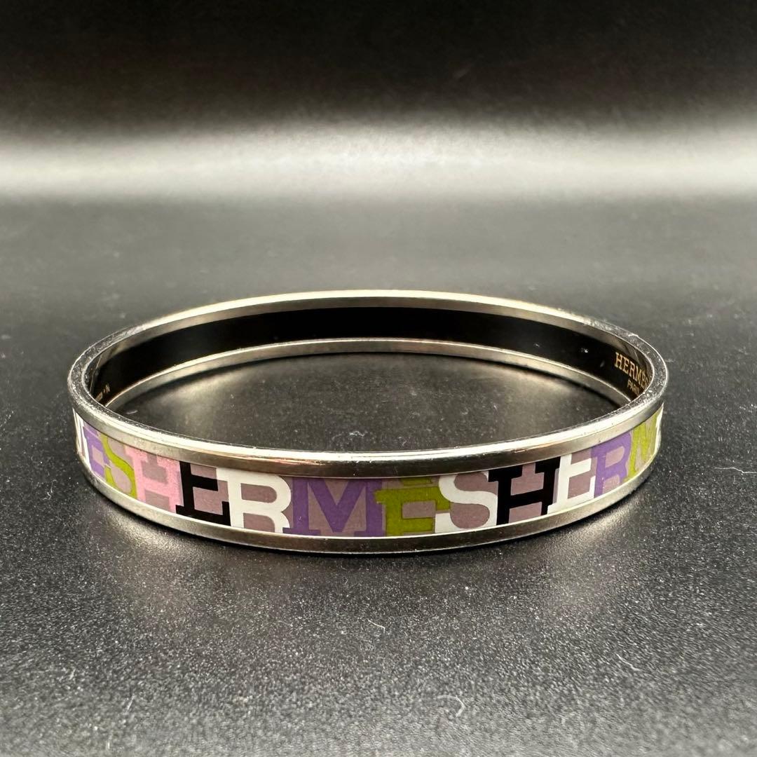 極美品✨　エルメス　バングル　エマイユ　七宝焼　シルバー　063