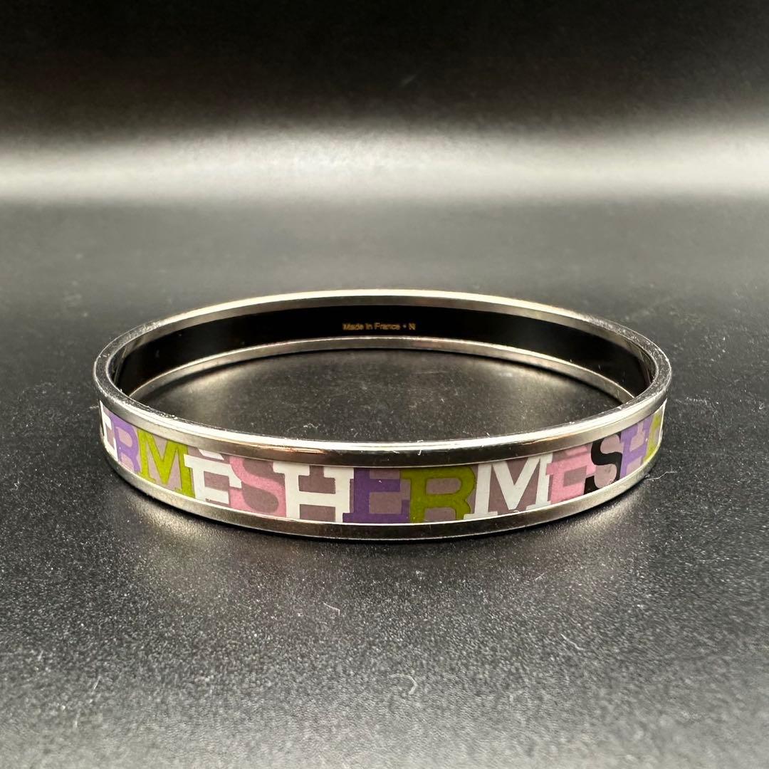 極美品✨　エルメス　バングル　エマイユ　七宝焼　シルバー　063