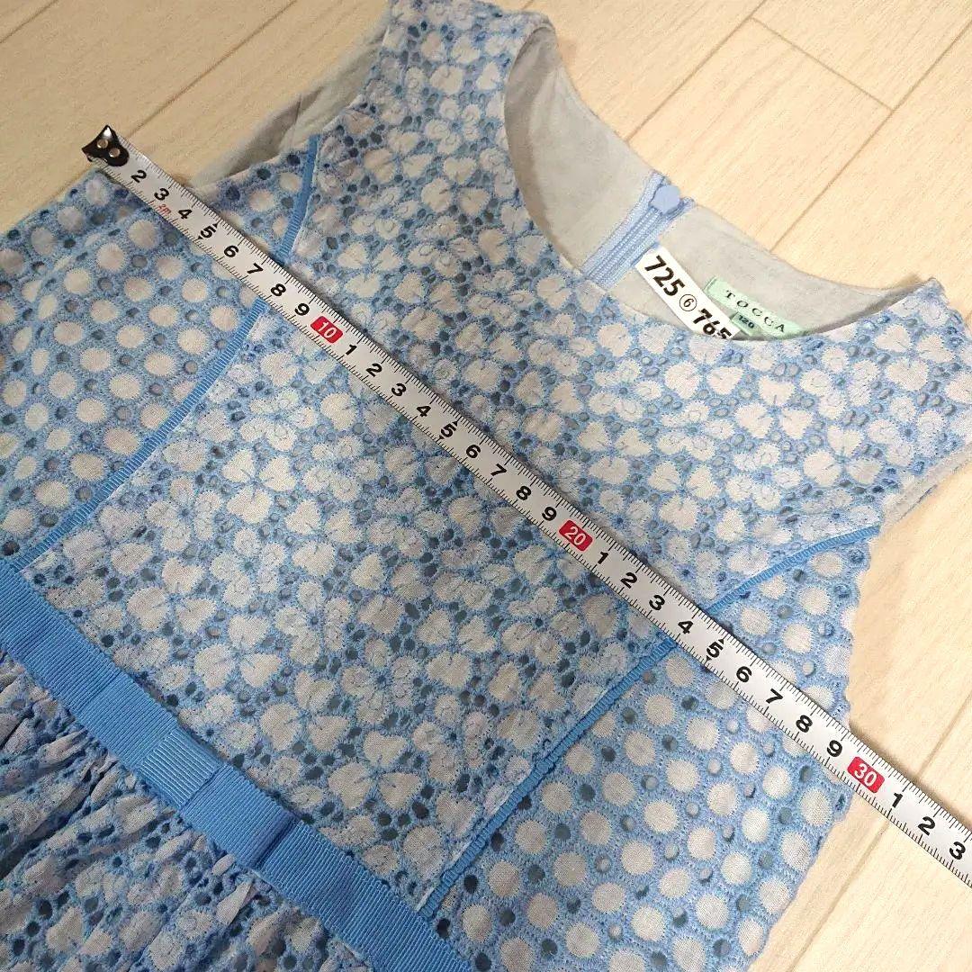 トッカバンビーニ110長袖ブラウス&120フラワーレースワンピースドレス　水色