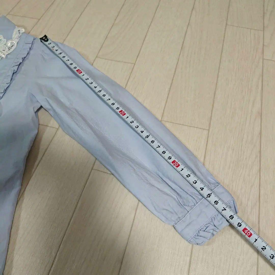 トッカバンビーニ110長袖ブラウス&120フラワーレースワンピースドレス　水色