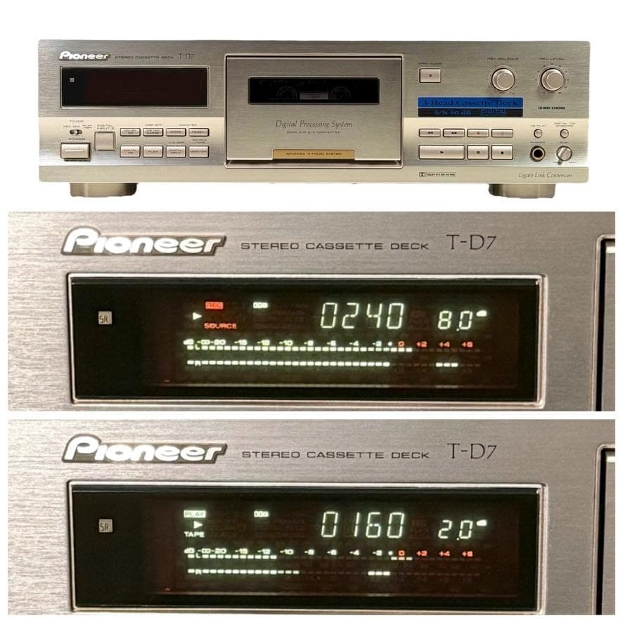 優良美品・録音動作確認済◆パイオニア 3ヘッドシングルカセットデッキ T-D7