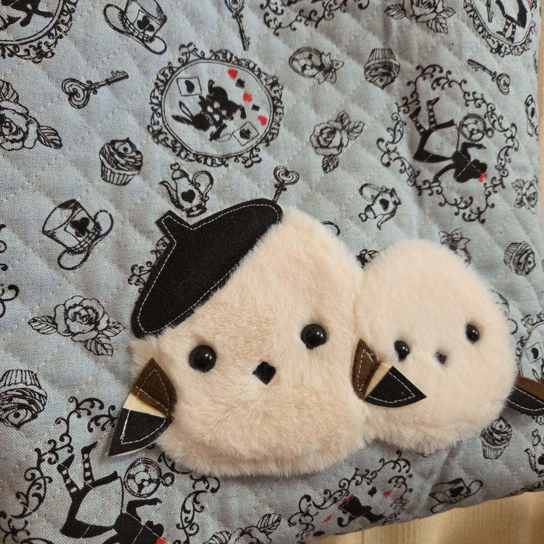 ●いちご●チェック柄●親子もふもふシマエナガ　トートバッグ