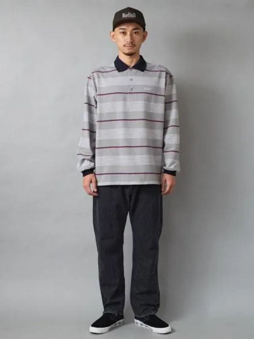 1月8日〆切　Radiall 長袖ポロシャツ　Ice Gray XLサイズ