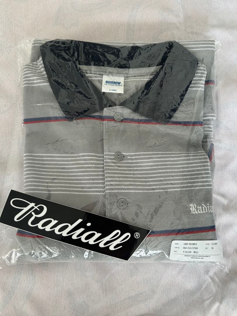 1月8日〆切　Radiall 長袖ポロシャツ　Ice Gray XLサイズ