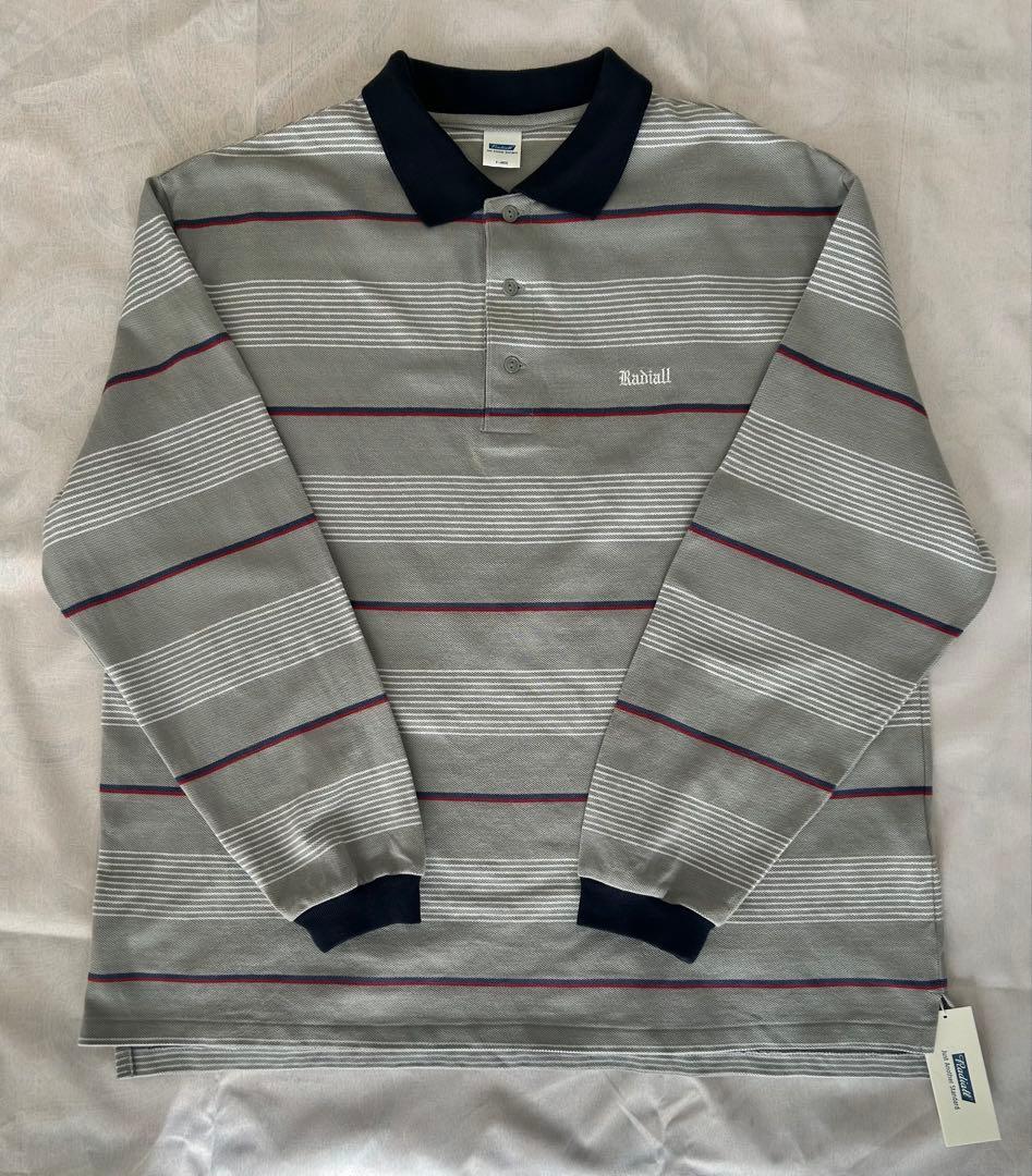 1月8日〆切　Radiall 長袖ポロシャツ　Ice Gray XLサイズ