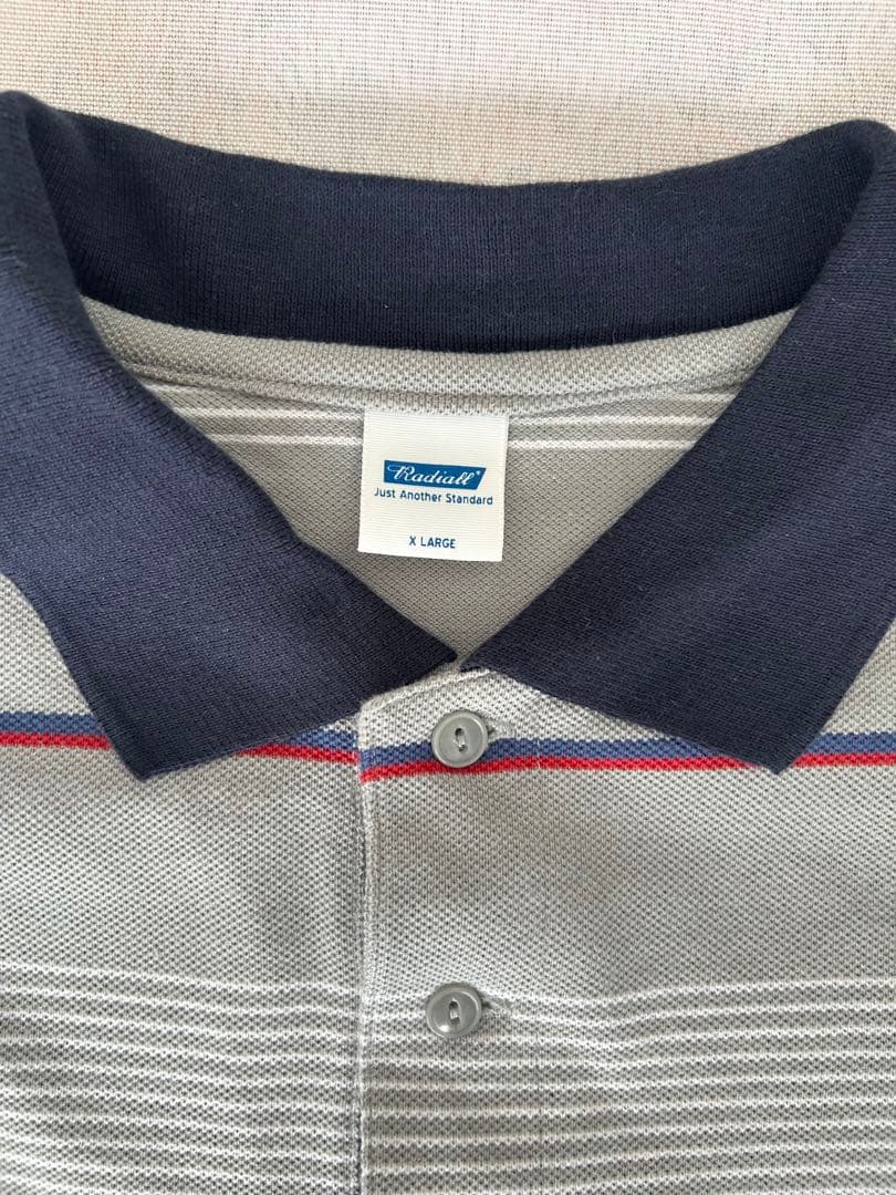 1月8日〆切　Radiall 長袖ポロシャツ　Ice Gray XLサイズ