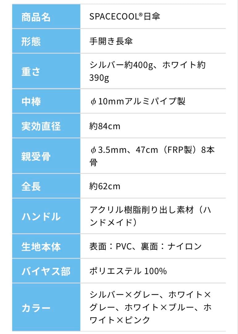 SPACECOOLスペースクール熱を宇宙に逃がす日傘