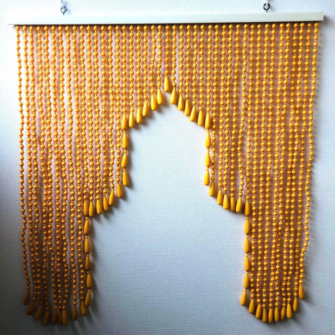 レトロポップ 昭和レトロ ビーズのれん 玉のれん オレンジ　カーテン雫　当時物