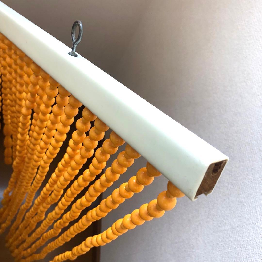 レトロポップ 昭和レトロ ビーズのれん 玉のれん オレンジ　カーテン雫　当時物