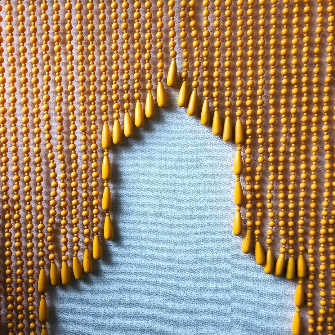 レトロポップ 昭和レトロ ビーズのれん 玉のれん オレンジ　カーテン雫　当時物