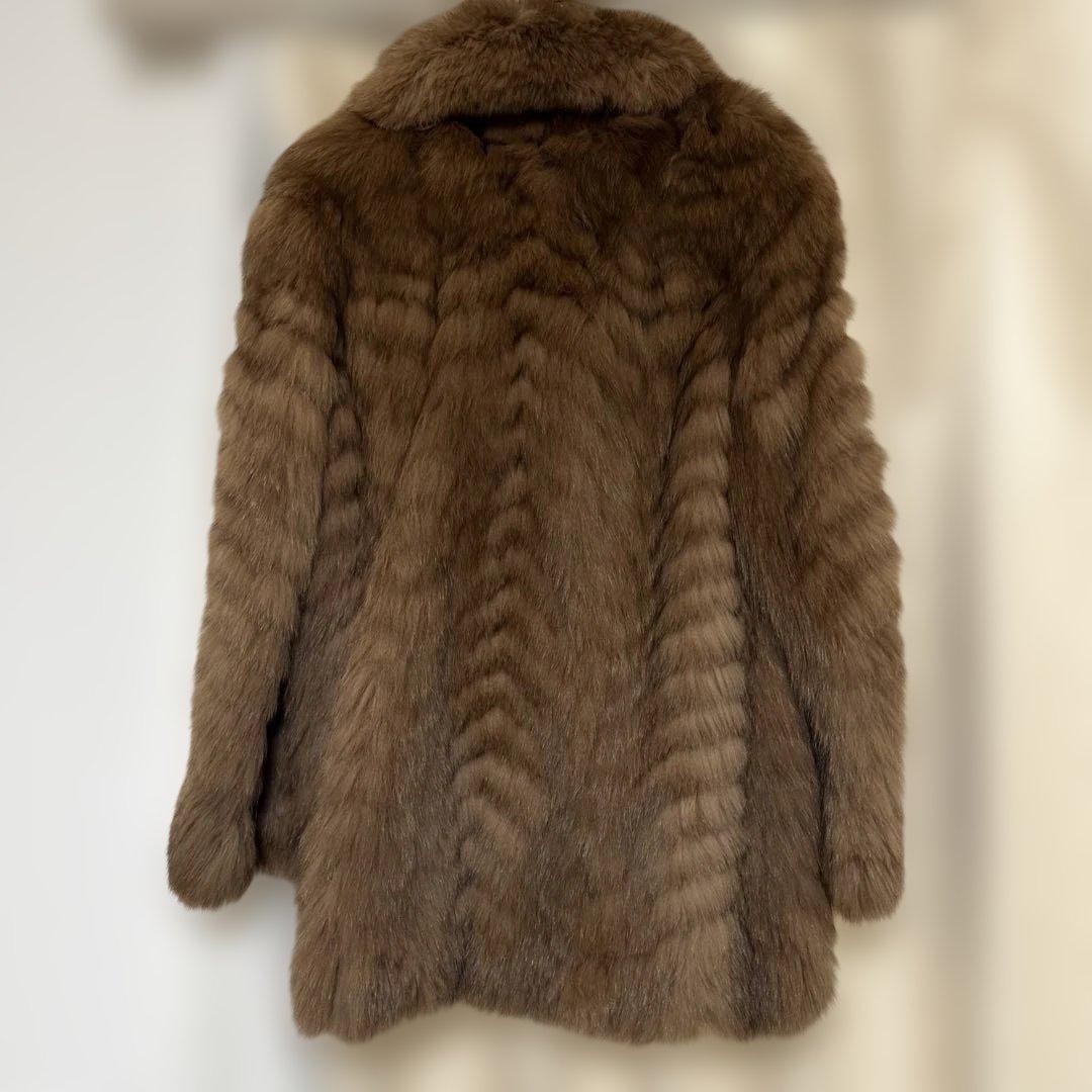 ブラウン ファーコート ショート丈
