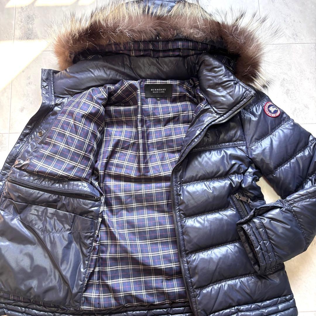 【美品】バーバリーブラックレーベル グースダウンジャケット シルバーフォックス